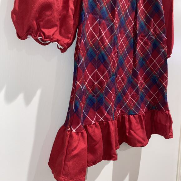 DISNEY Sz 5-6 Nightgown Minnie Mickey Mouse Christmas Plaid Tartan Embroidered - Picture 3 of 6